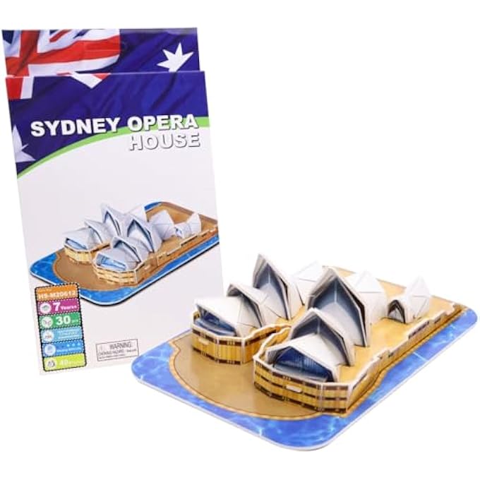 3D PUZZLE GLOBAL LANDMARKS SYDNEY OPERA HOUSE MINI UNIQUE & COLLECTIBLE MODEL ASSEMBLY BUILDING KIT FOR KIDS & ADULTS 30PCS - Image 1